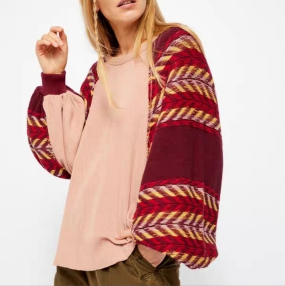 We The Free Free People Rainbow Dreams Pullover Knit Top Womens Size XS FLAWED